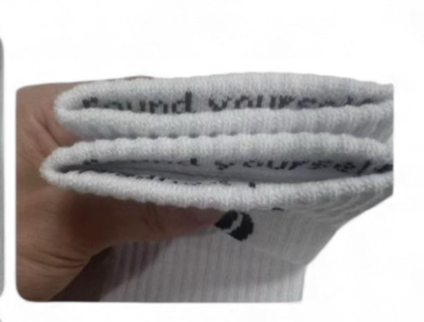 Classic White Crew Socks with Target-Arrow Embroidery